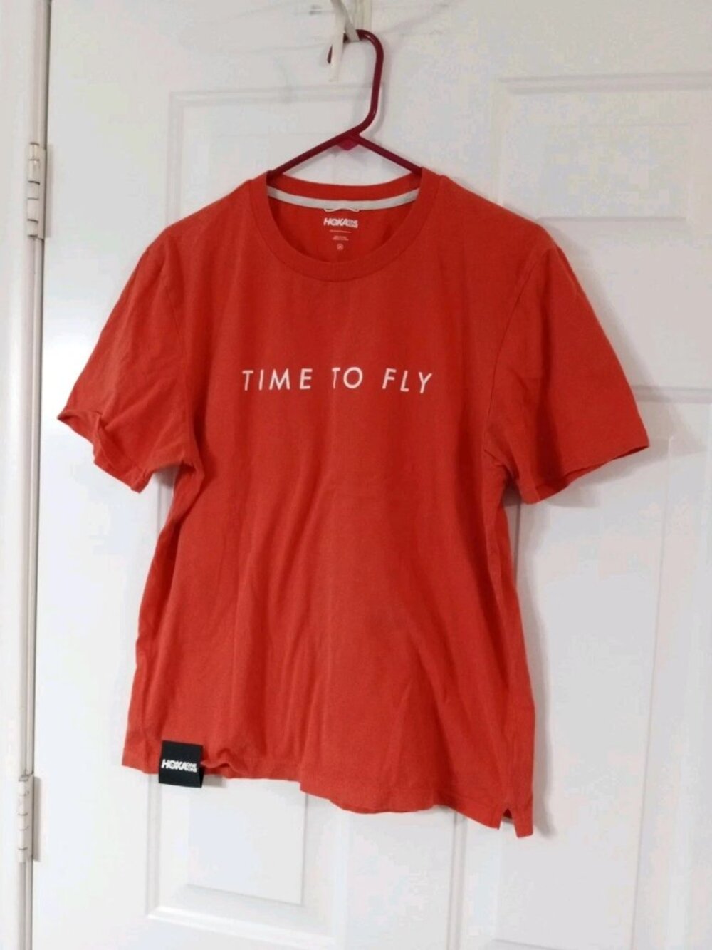 Hoka One One T-Shirt Short Sleeve Crewneck Time to Fly Orange Men's Size Medium